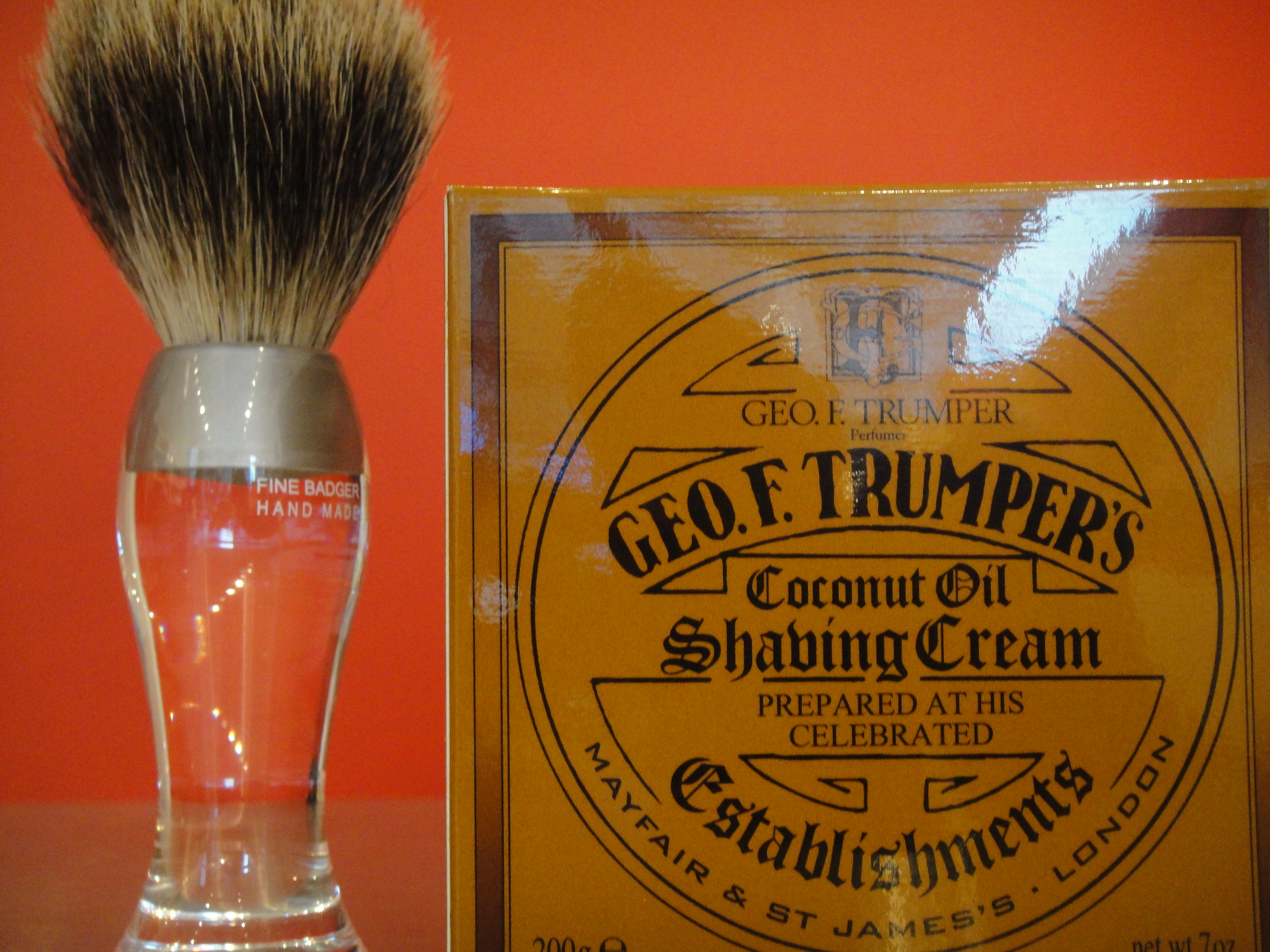 MASC: Shave Cream (GEO.F.Trumper)& Shave Brush (E Shave)